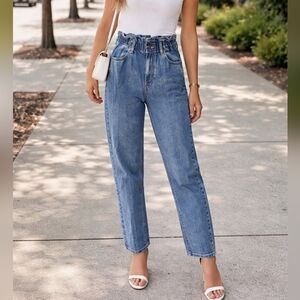 Women's Express Jeans Size 2 Pockets Elastic Waist Super High Rise 2020 Med Wash